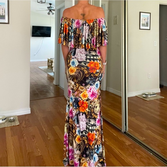 2-piece Summer Set (off the shoulder top and high waisted skirt with slit) - Picture 2 of 5